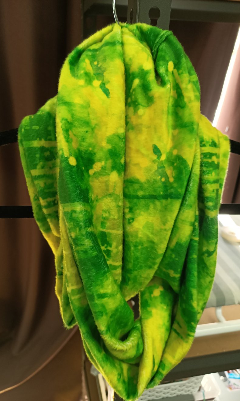 yellow and green infinity scarf