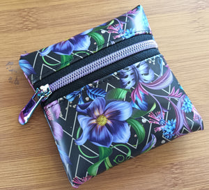 Mini Zip purse purple flowers