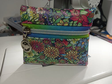 Mini Zip purse rainbow flowers